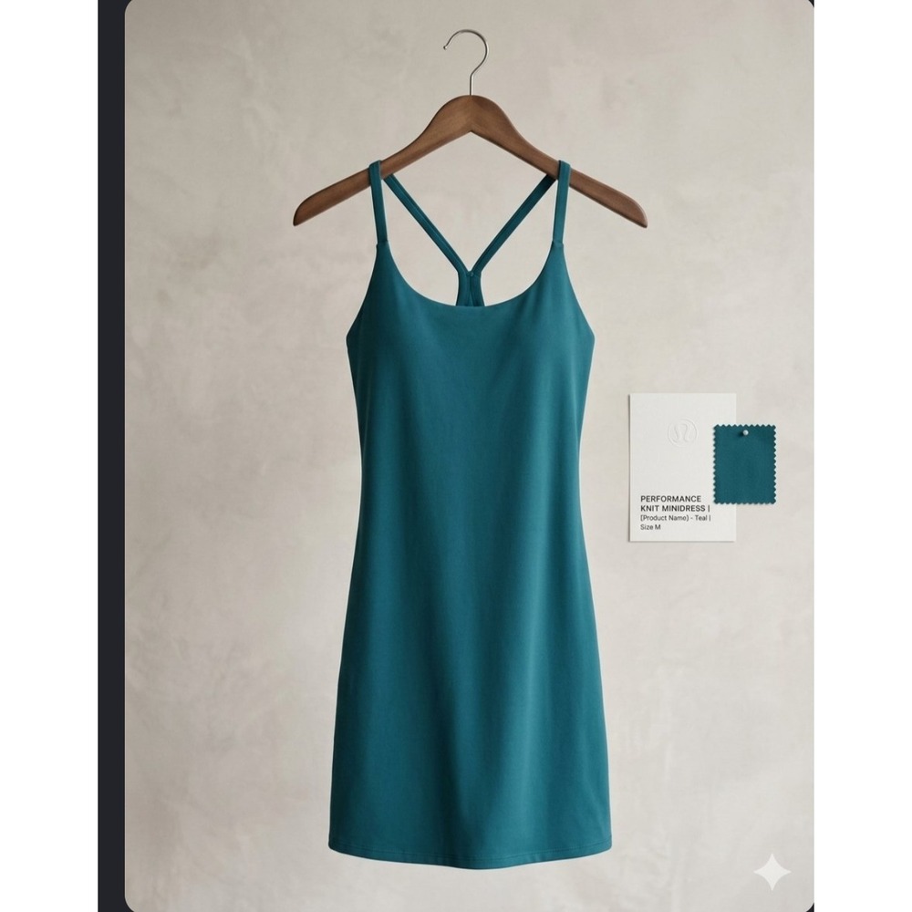 Halara Performance Knit Minidress Teal Blue Exercise Dress with Shorts XL Long
